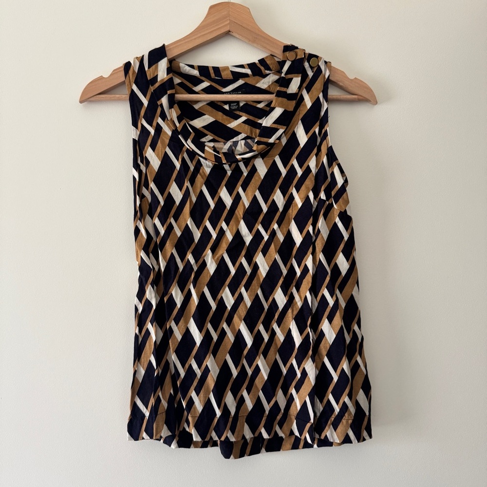 Ann Taylor Geometric Sleeveless Blouse 00P